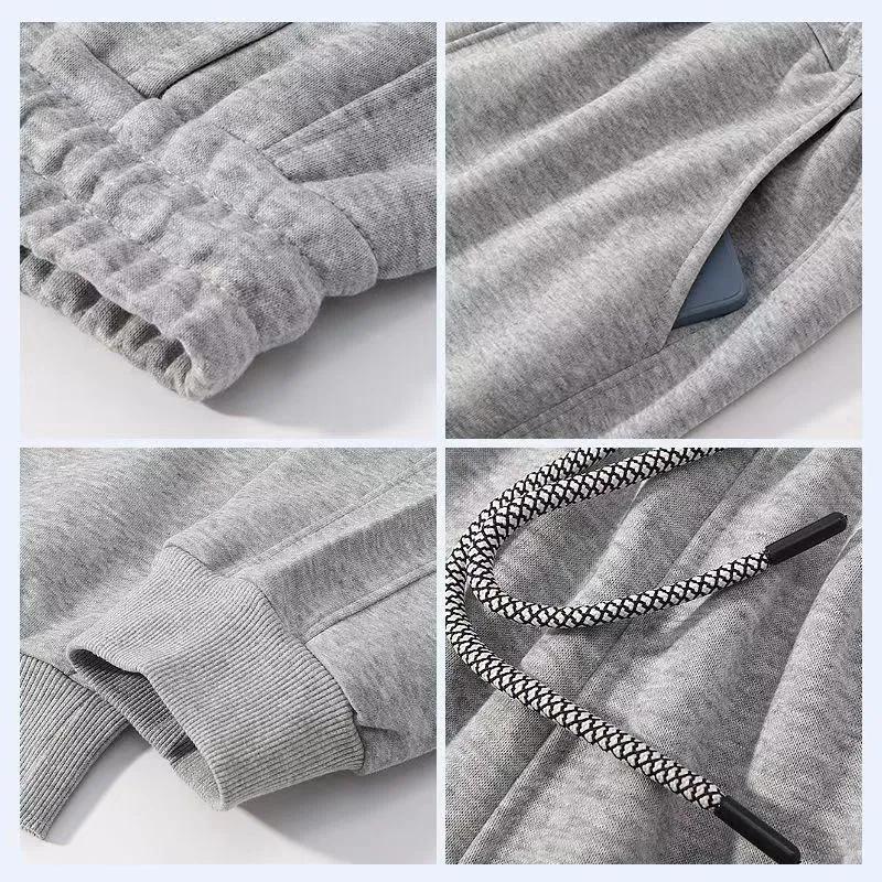 Wholesale Side Pockets High Waist Drawstring Mens Baggy Straight Leg Cotton Jogger Pants Sweatpants