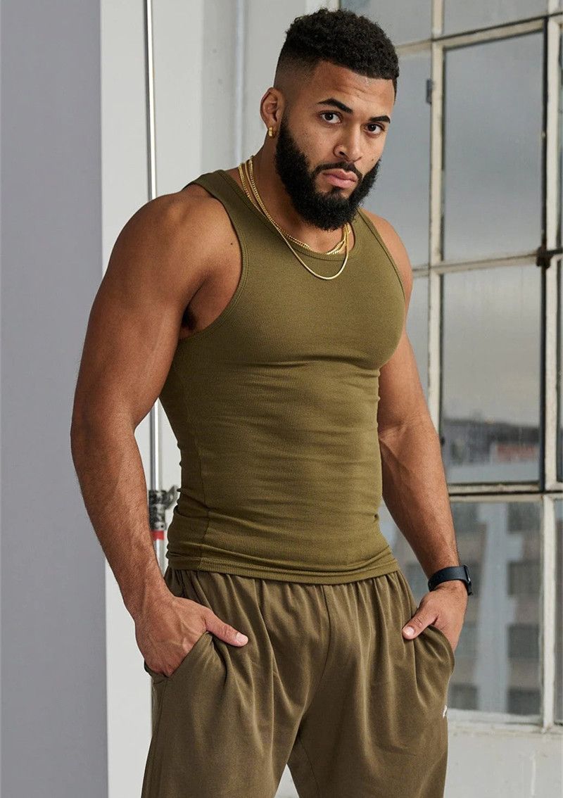 High Quality Mens Gym Vest Top Mens Gym tank Top Custom logo Muscle Fit Ribbed Vests Ribbed Vest Men