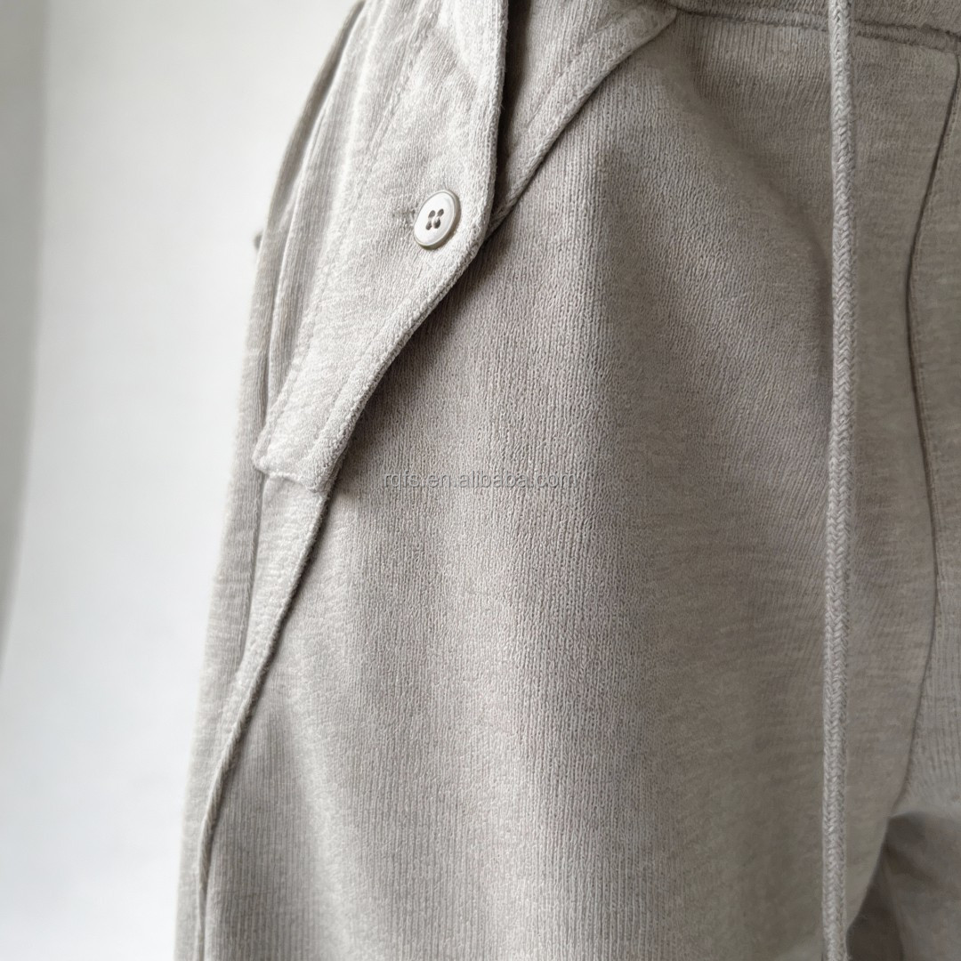 2025 High Quality Women Breathable Summer Vintage Mid Flat Cargo Pants Drawstring Big Pockets Straight Loose Comfortable Jogger