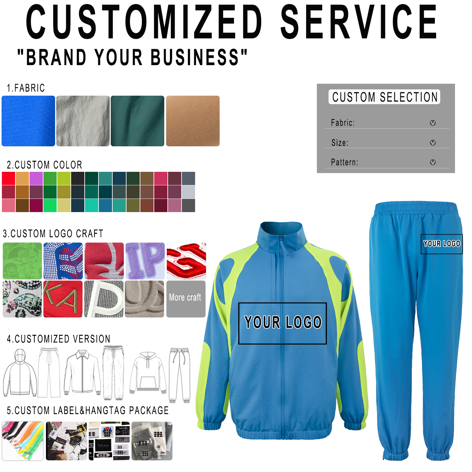 OEM Clothing Manufacturers Custom Waterproof Polyester Nylon Windbreaker Tracksuits Zip up Jacket Hoodies and Shorts Set