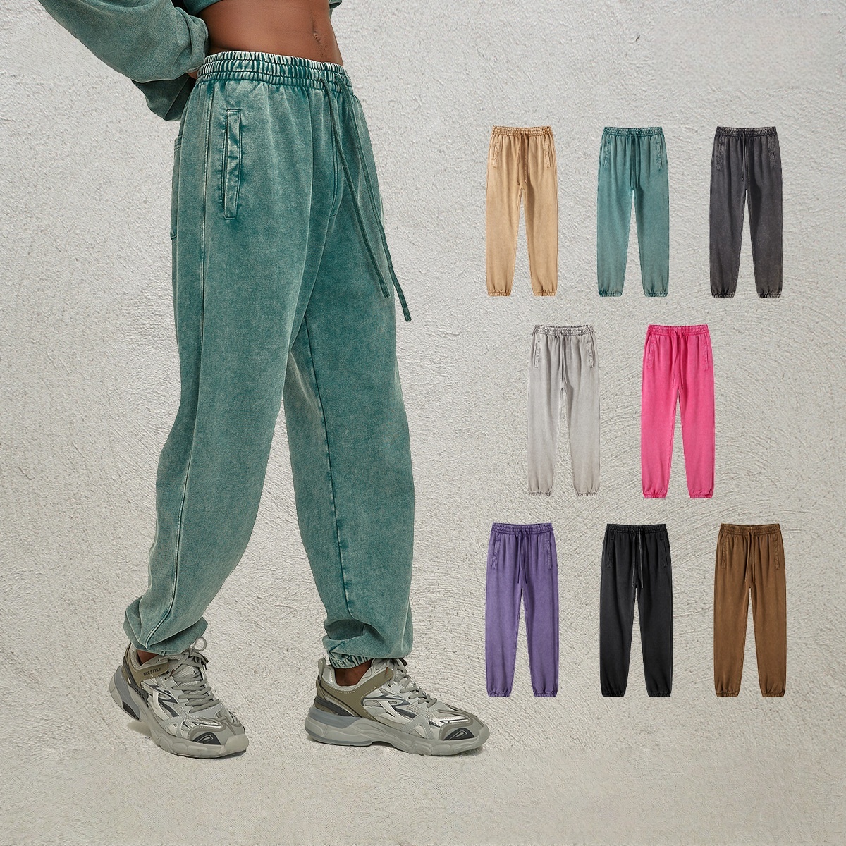 Men's Casual 100% Cotton Breathable Drawstring Closure Street Style Jogger Pants Sweatpants