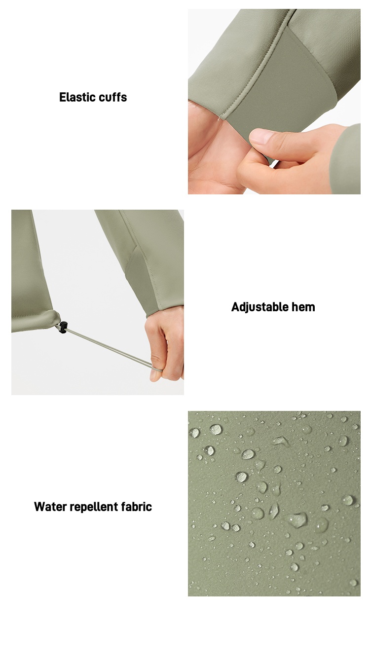Men's Autumn Casual Softshell Jacket Outdoor Fleece-Lined Windproof Water-Repellent Hooded Coat With Zipper Closure for Hiking