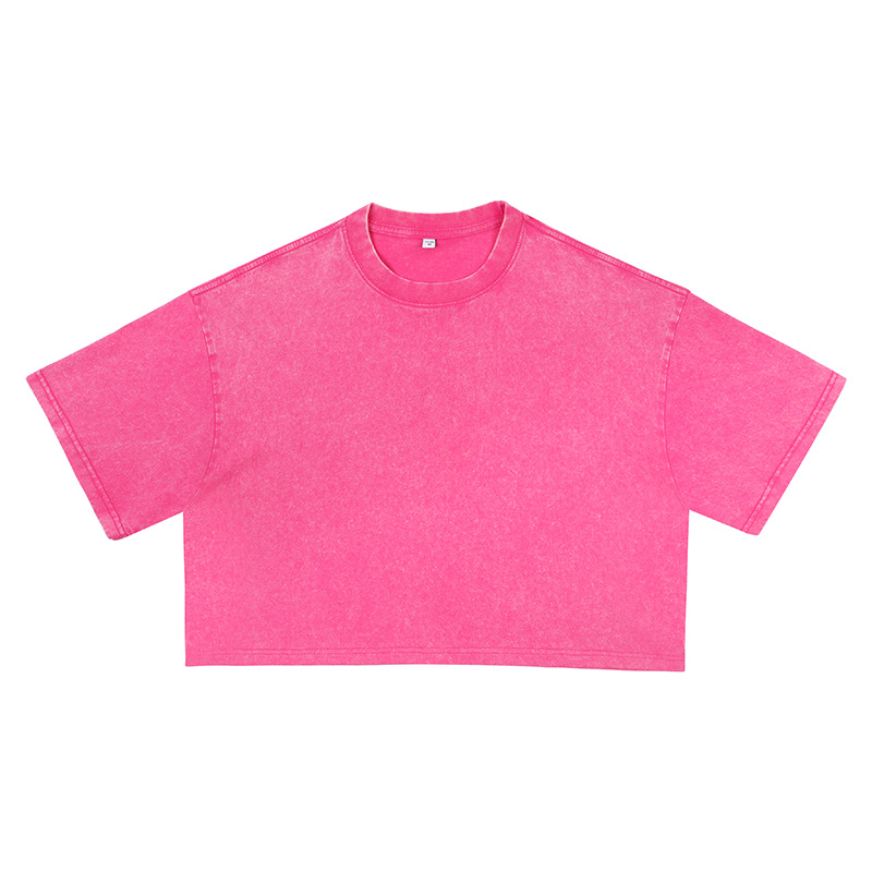 Women's Crop Top T-Shirt Custom logo Acid Wash Vintage Cut Cotton Tshirts Sexy Girl for Women Tee Cropped T-shirt Streetwear