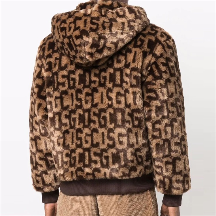 OEM Custom Fleece Jacket High Quality Custom logo Faux Fur Bomber Jacket for Men Plus Size Jackets