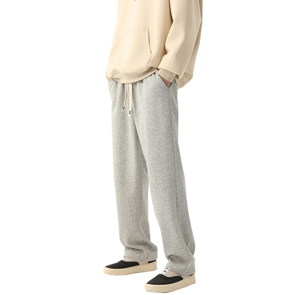 Hot Sales Polyester Cotton Elastic Mid Waist Baggy Jogging Pants Plain Design Heavyweight Sweatpants Wide Leg Mens Pants