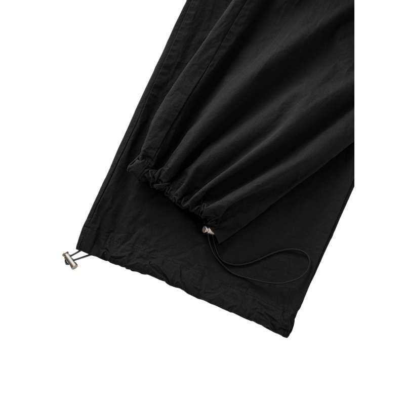 Unisex Mid Garment Dyed Nylon/Cotton Lightweight Elastic Waist Smart Casual Cargo Pants Straight Pattern Quick Dry Anti-Wrinkle
