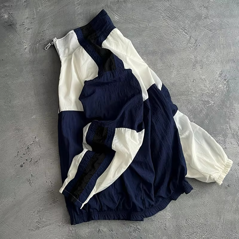 Men's Vintage Polyester SoftShell Windproof Jacket Oversized Zip-up Stand Collar Windbreaker for Winter Streetwear Pattern