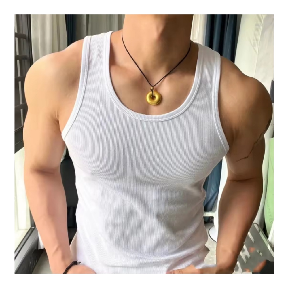 Wholesale Men's Muscle Tank Tops Lightweight Quick Dry Breathable Polyester Fabric High Street Durable Design for Gym Running