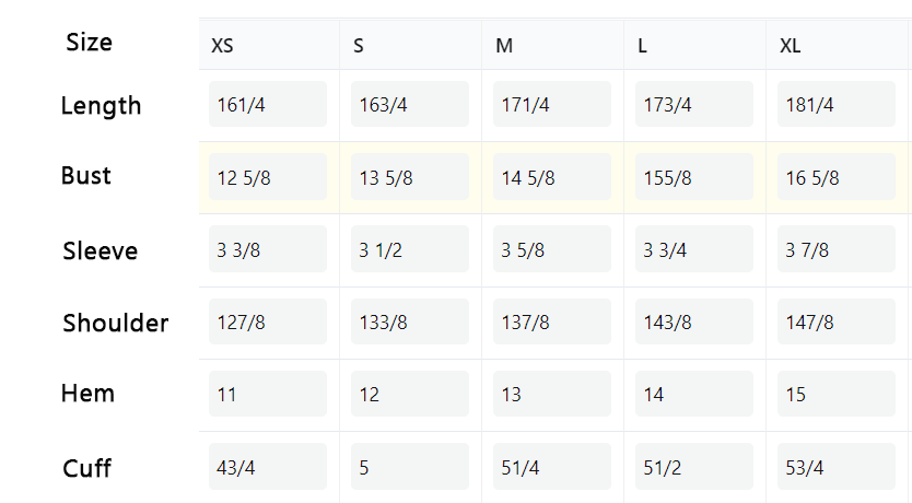 Size Chart 1