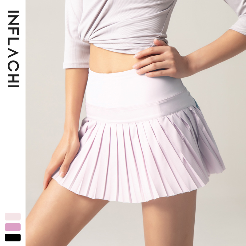 YBO-DK09 Custom Wholesale Sports Tennis Skirt Women's Anti-exposure Quick-drying Breathable Running Fitness Pleated Skirt