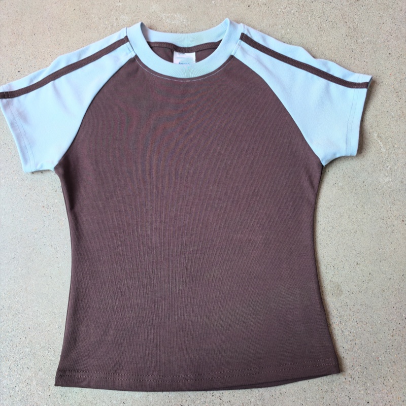 Custom Embroidery Applique Streetwear Raglan Slim Fit Cotton Women T Shirts Women's Baby Tee Y2k
