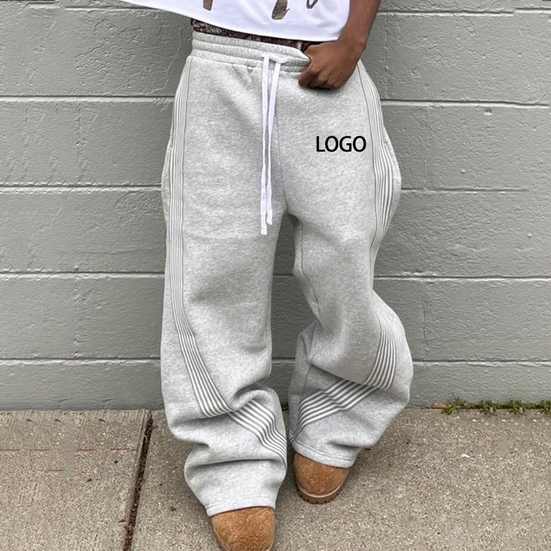 Custom 500 GSM Plain Jogger Sweatpants Oversized Fleece Pants for Men Heavyweight Cotton Baggy Wide Leg Sweatpants
