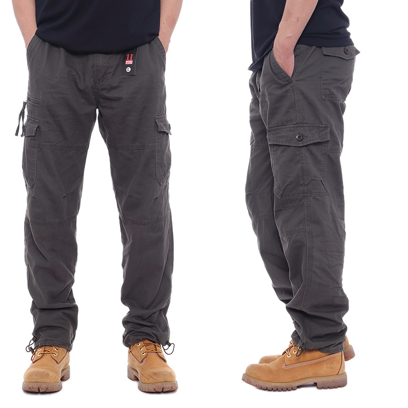 Men's Casual Cargo Pants 100% Cotton Eco-Friendly Anti-Pilling Breathable Anti-static Mid Waist Flat Front Drawstring Closure