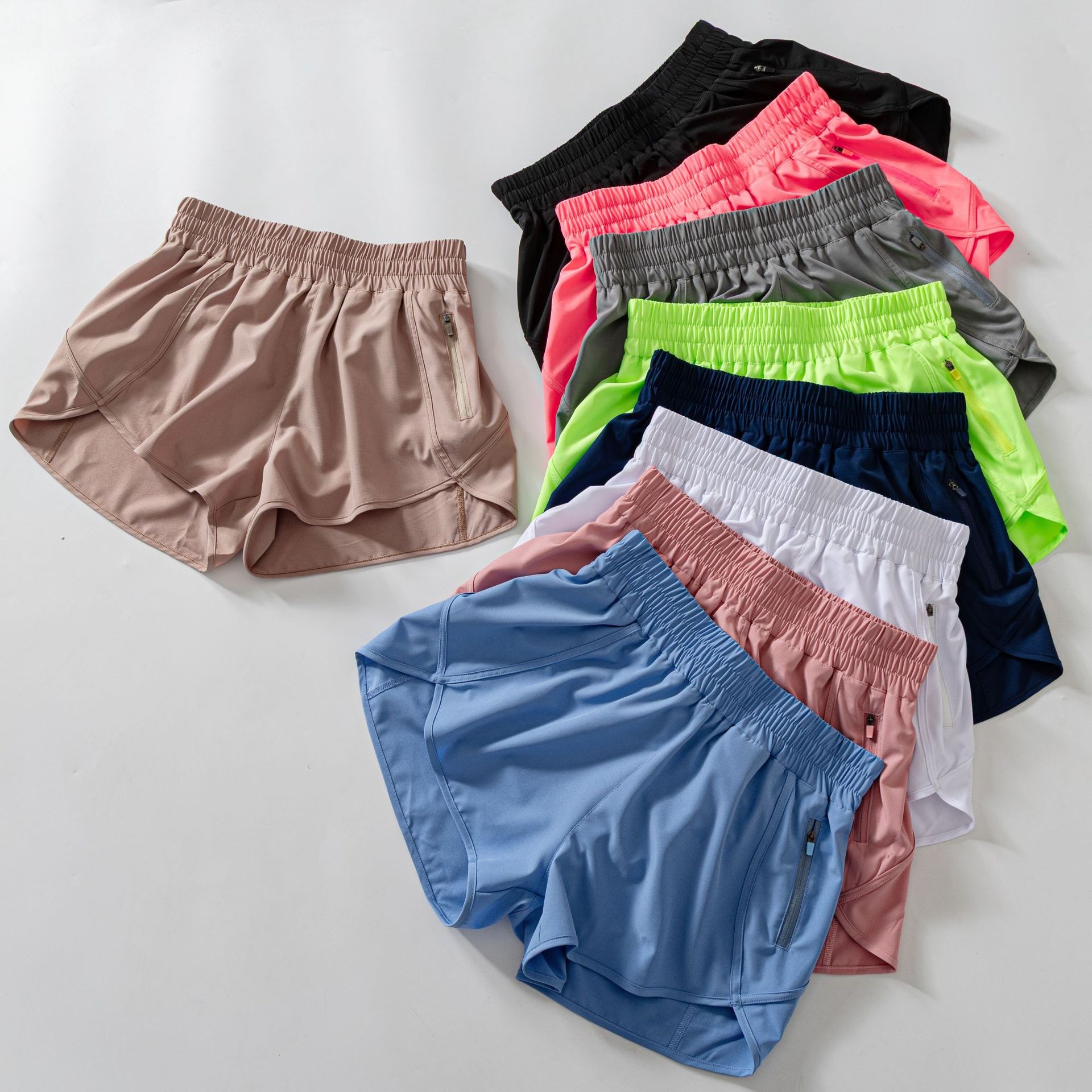 Summer Women's High-Waisted Quick Dry Sporty Running Shorts with Pockets Yoga Biker Shorts