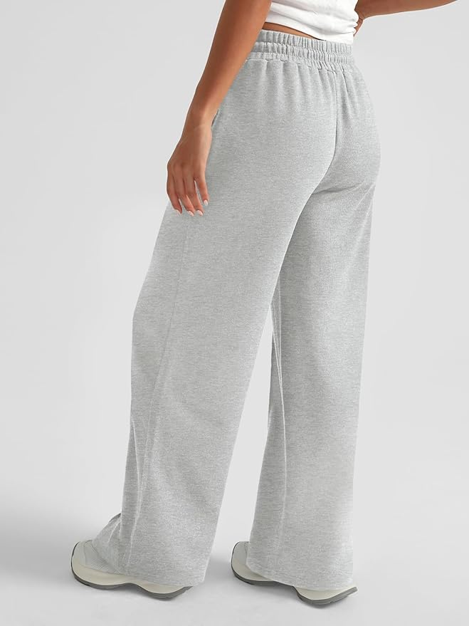 Women's Solid High Waisted Baggy Joggers; Breathable Wide Leg Sweatpants Knitted Athletic Pants for Casual Autumn