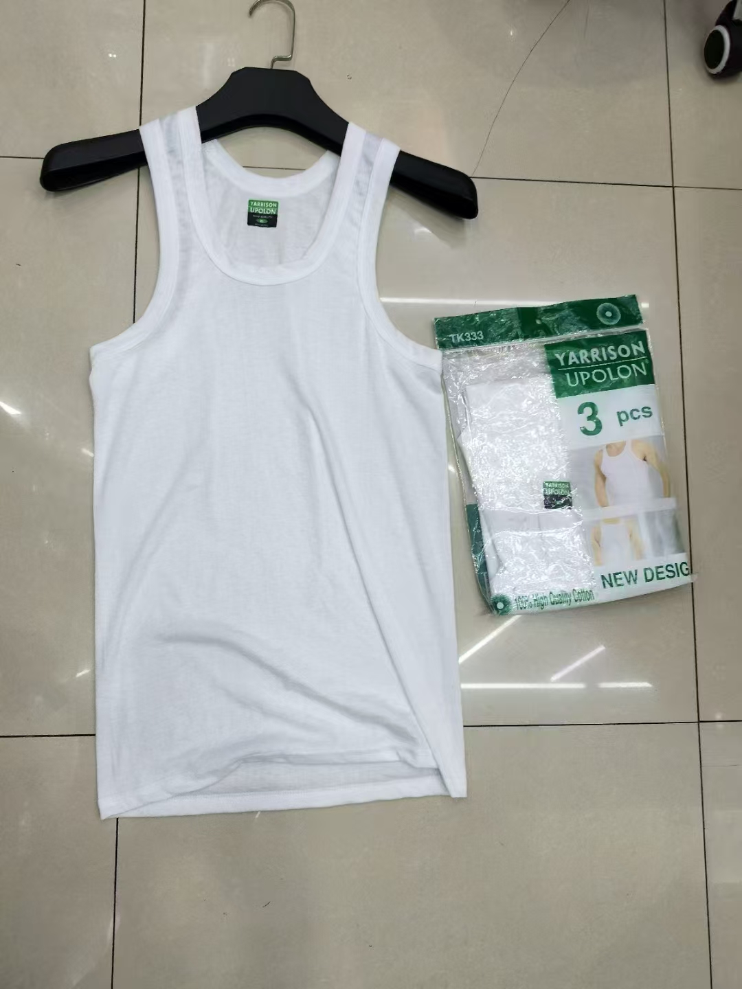 Men's Casual Sport Tank Top O-Neck Cotton Knitted 160g Quick Dry Athletic for Casual &amp; Sports Use 3 Pieces Into One Bag