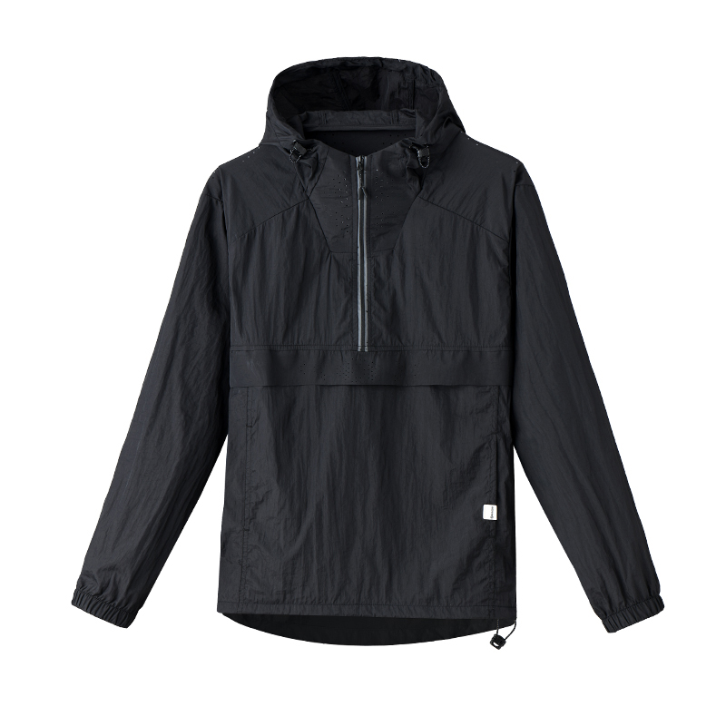 Custom Lightweight Polyester Shell 1/4 Zipper Pullover Windbreaker Hooded Anorak Jacket for Spring Season Outdoor Performance