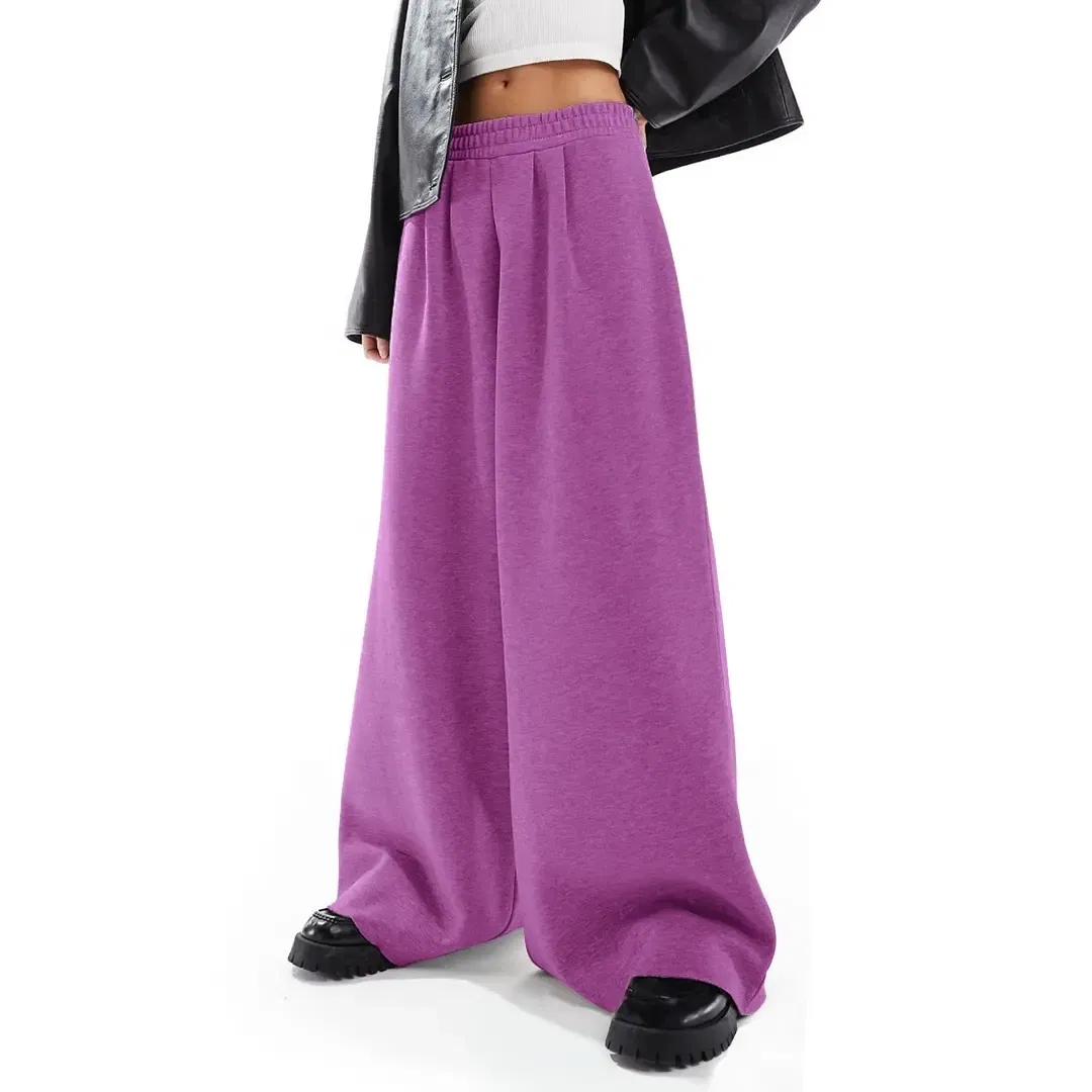 Custom Blank Cotton Flare Cargo Jogger Oversized Baggy Stacked Sweatpants for Women
