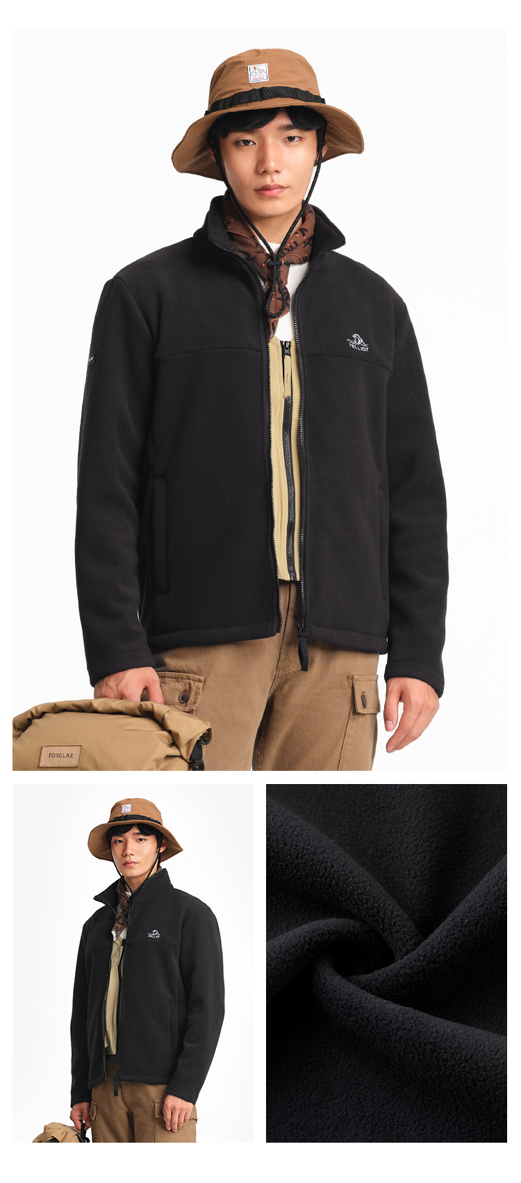 Warm Stand Collar Polar Plush Outdoor Hiking Fleece Jacket