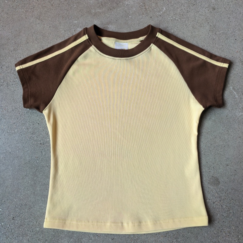 Custom Embroidery Applique Streetwear Raglan Slim Fit Cotton Women T Shirts Women's Baby Tee Y2k