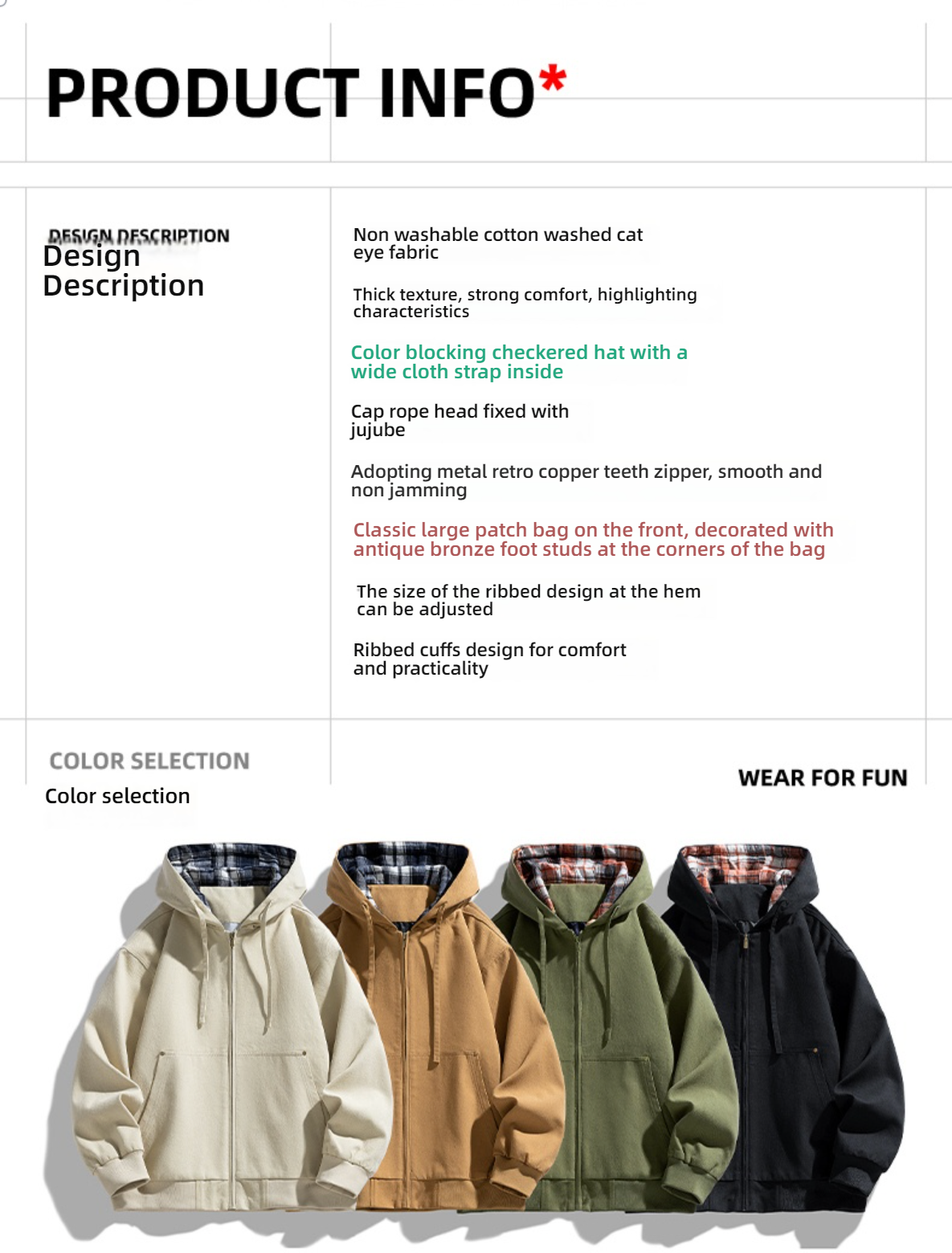 Casual Hooded Outdoor Knitted Fleece Jacket Breathable Unisex Cotton Zipper Closure Versatile Autumn Season Front Logo Worsted