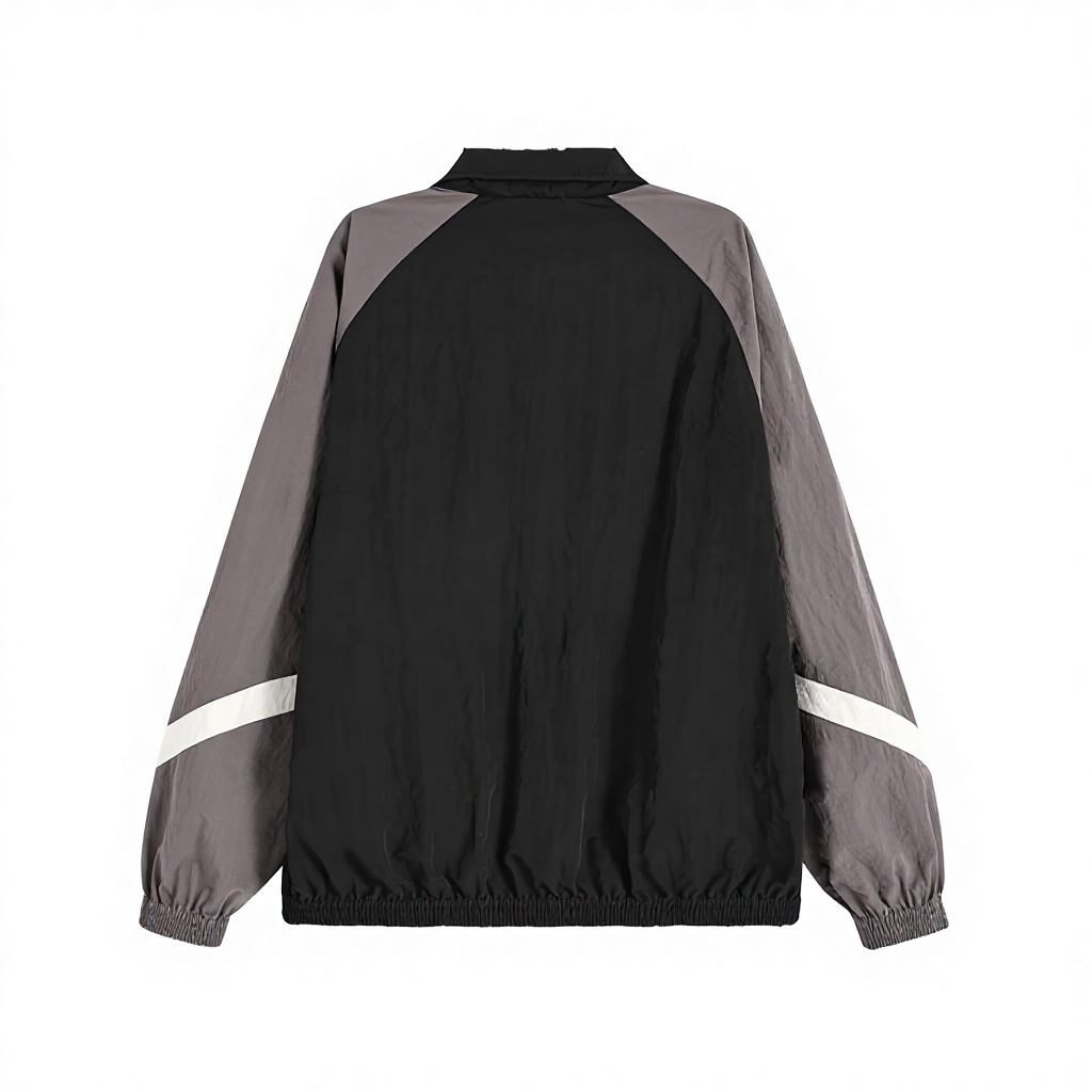 Custom Men's Windbreaker Jacket-Zip-Up Nylon Varsity Style Oversized Fit Windproof &amp; Patchwork Design