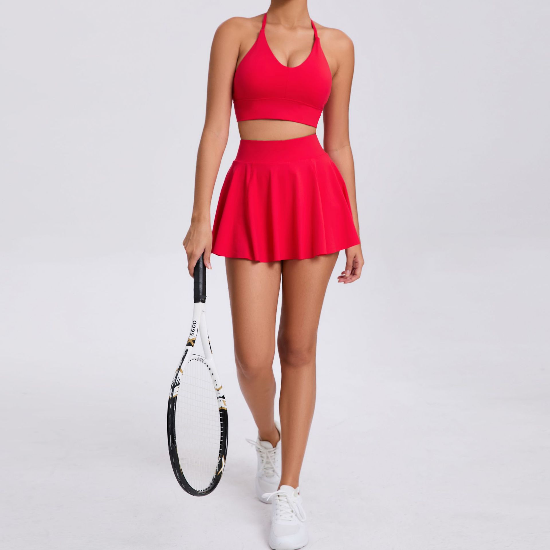 Wholesale Women Stretchy Soft Lightweight Padel Tennis Skirt and Bra Sports Tennis Skorts Set