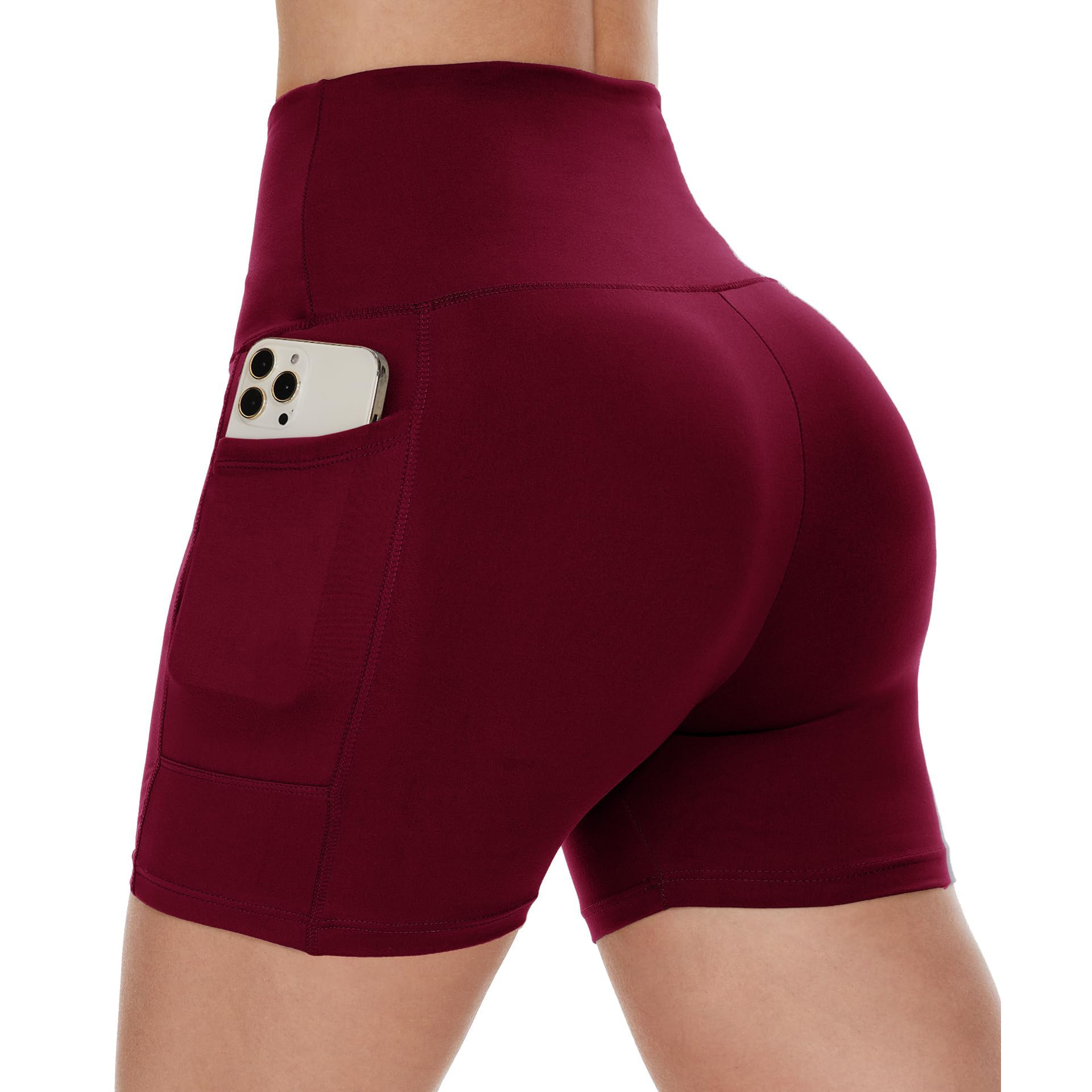 Biker Shorts Women With Pockets 8" High Waisted Workout Spandex Tummy Control Gym Running Yoga Shorts with Pocket