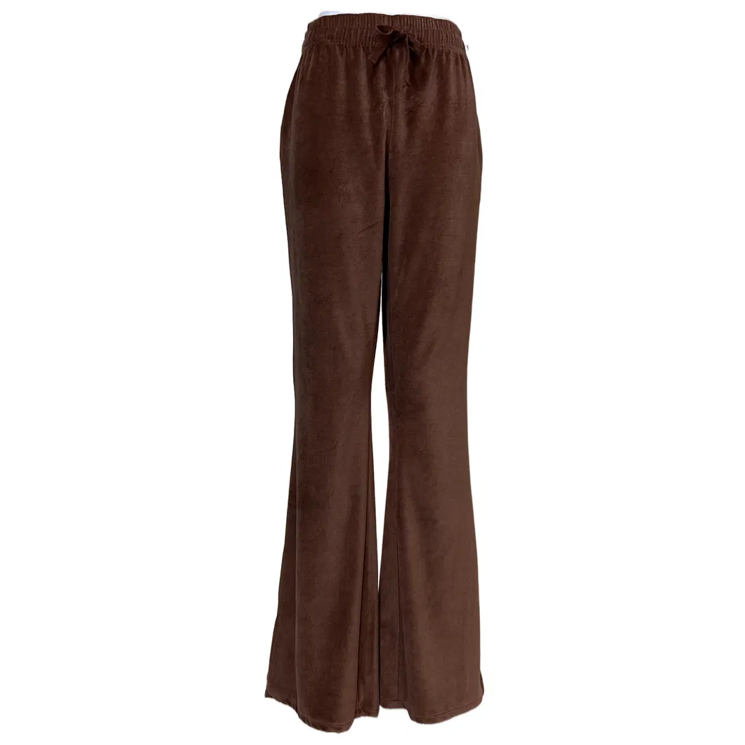 Custom Ladies Fitness Flared Casual Jogger Sports Velour Sweatpants