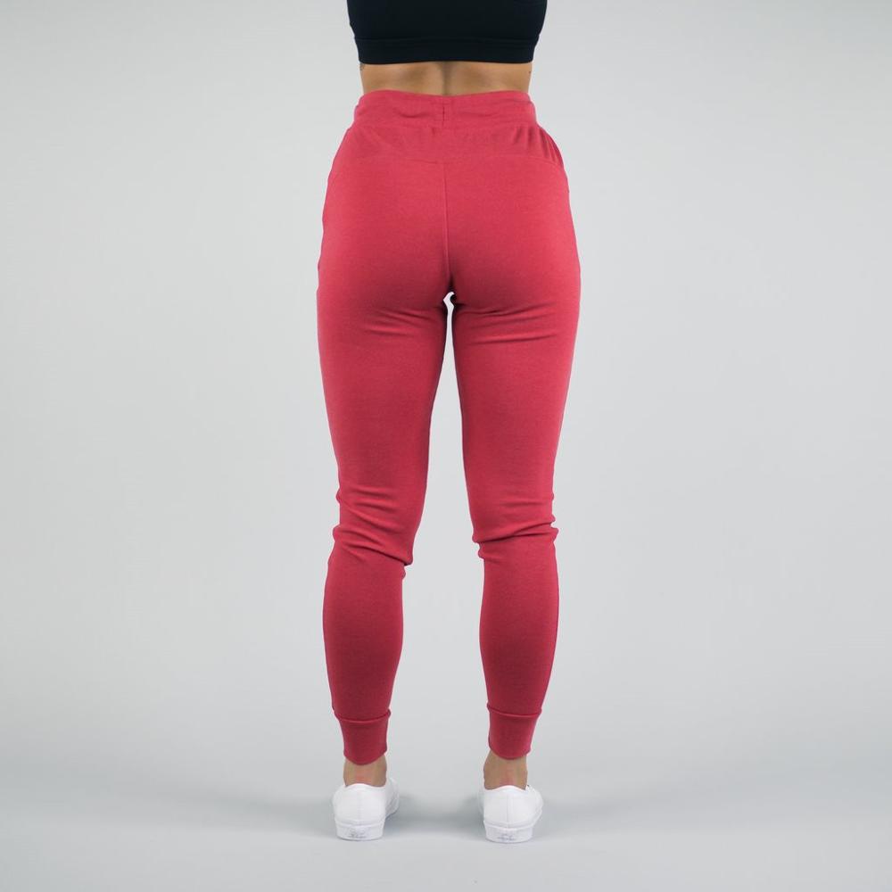 Custom Cotton Elastic Track Pants for Gym Tapered Joggers Women Red Slim Fit Jogger Pants Wholesale