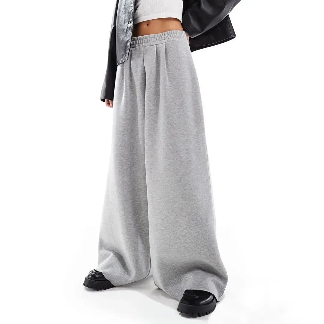 Custom Blank Cotton Flare Cargo Jogger Oversized Baggy Stacked Sweatpants for Women