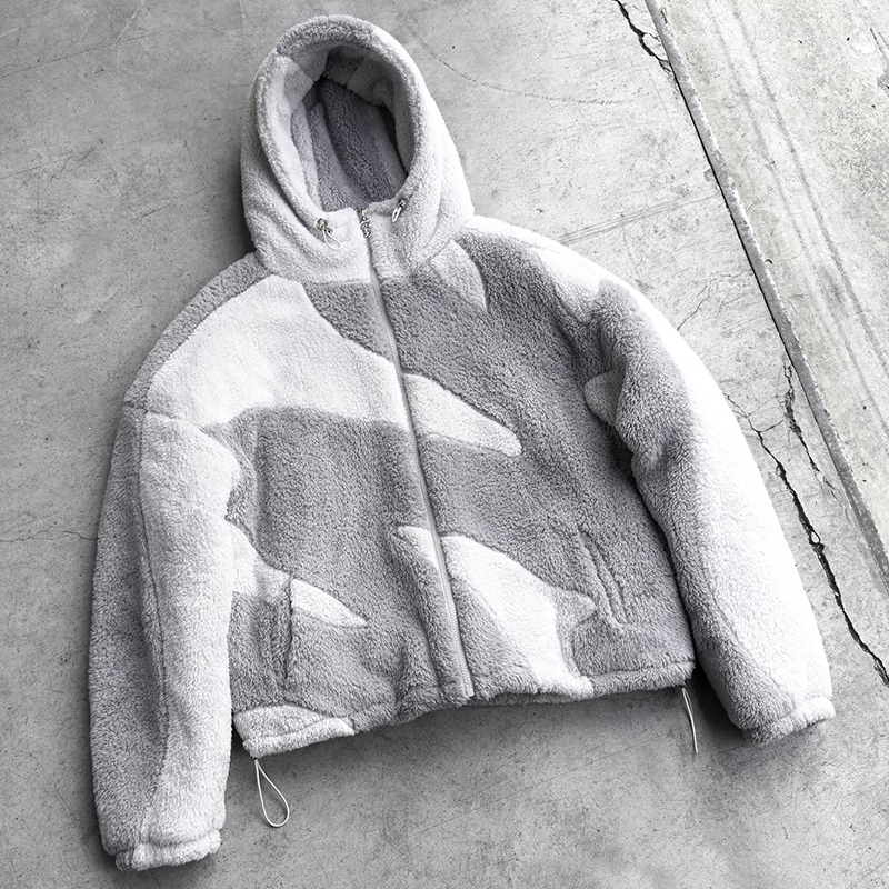 Fashion Classic Fleece Warm Windproof Men Winter Jacket Splicing Long Sleeve Zipper Design Plush Jacket
