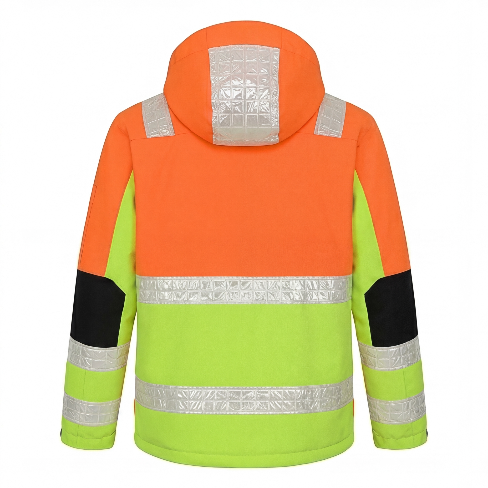High Visibility Polyester Workwear Polar Fleece Hooded Jacket Reflective Features for Road &amp; Workplace Safety