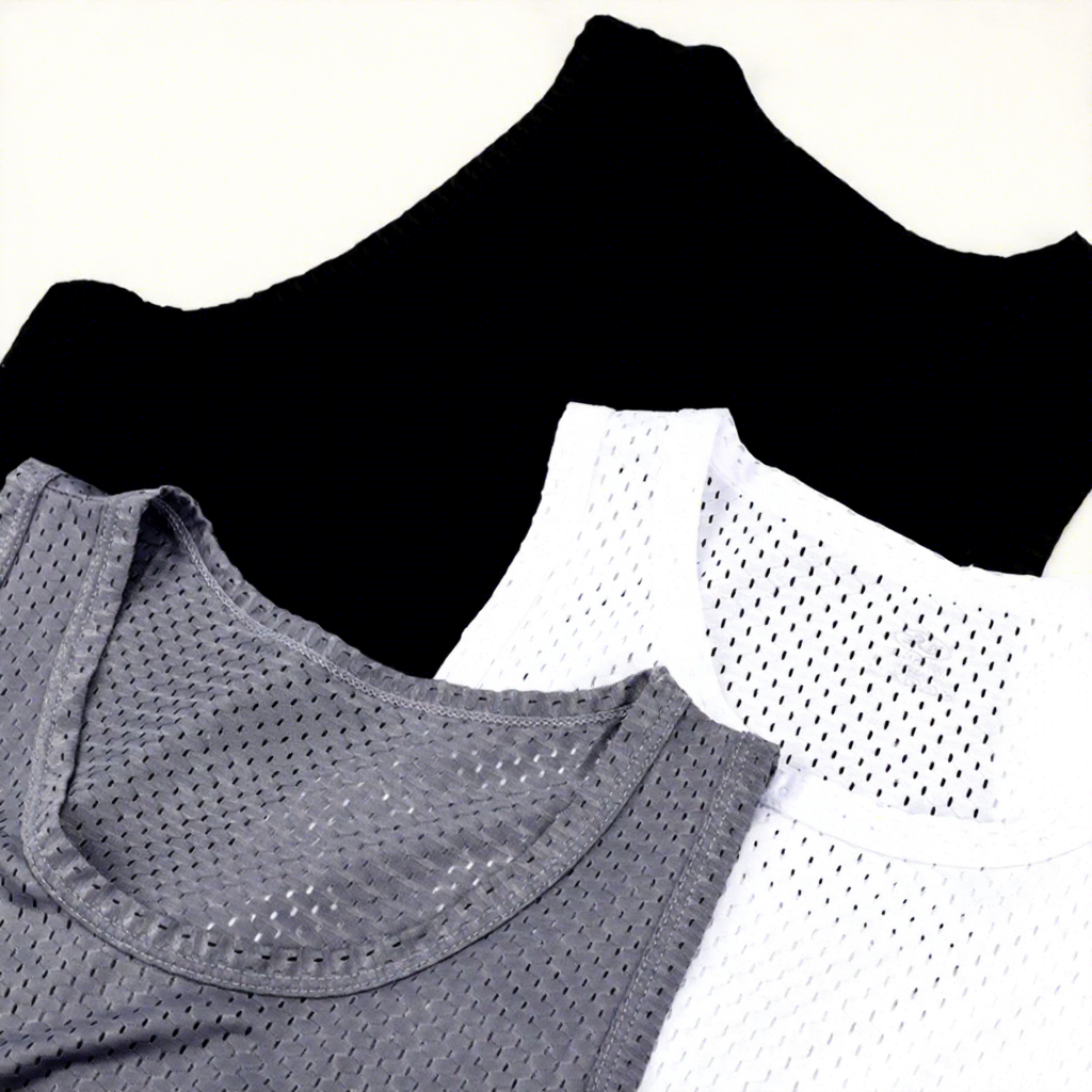 Ice Silk Men's Tank Top Summer Thin Mesh Knitted Sports Fitness Quick-Drying Casual Solid Sleeveless Undershirt Slim-Fit