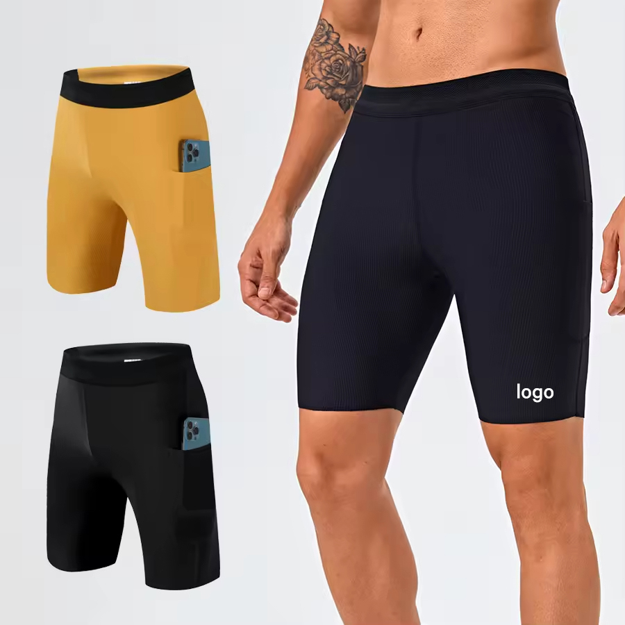 Oem 2 in 1 Men'S Outdoor Lightweight Breathable 4 Inch Skinny Fit Summer Custom Tight Compression Biker Running Sports Shorts