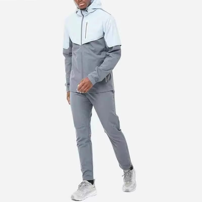 Woven Fabric Lightweight Two Pieces Jogging Sets Tracksuit Set Triple Adjustment Storm Hood Nylon Tracksuit For Men
