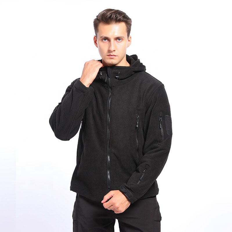 Men's Hooded Zip up Heavy Winter Fleece Jacket Warm Jacket Windproof Outdoor Sports Microfleece Polar Coral Fleece Jacket