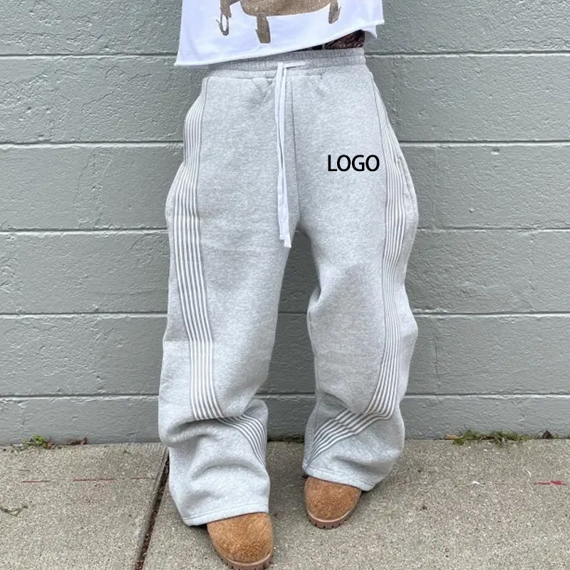 Custom 500 GSM Plain Jogger Sweatpants Oversized Fleece Pants for Men Heavyweight Cotton Baggy Wide Leg Sweatpants