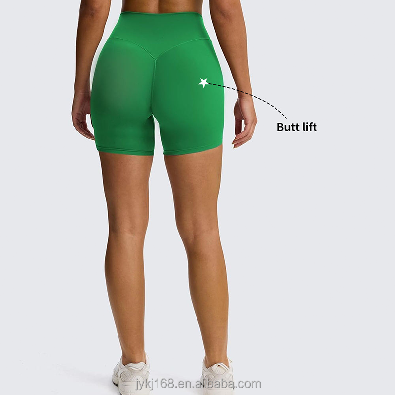 Low MOQ Custom Active Wear Biker Gym Yoga Fitness Running Shorts Butt Lfiting Booty V Shape Waisted Yoga Shorts