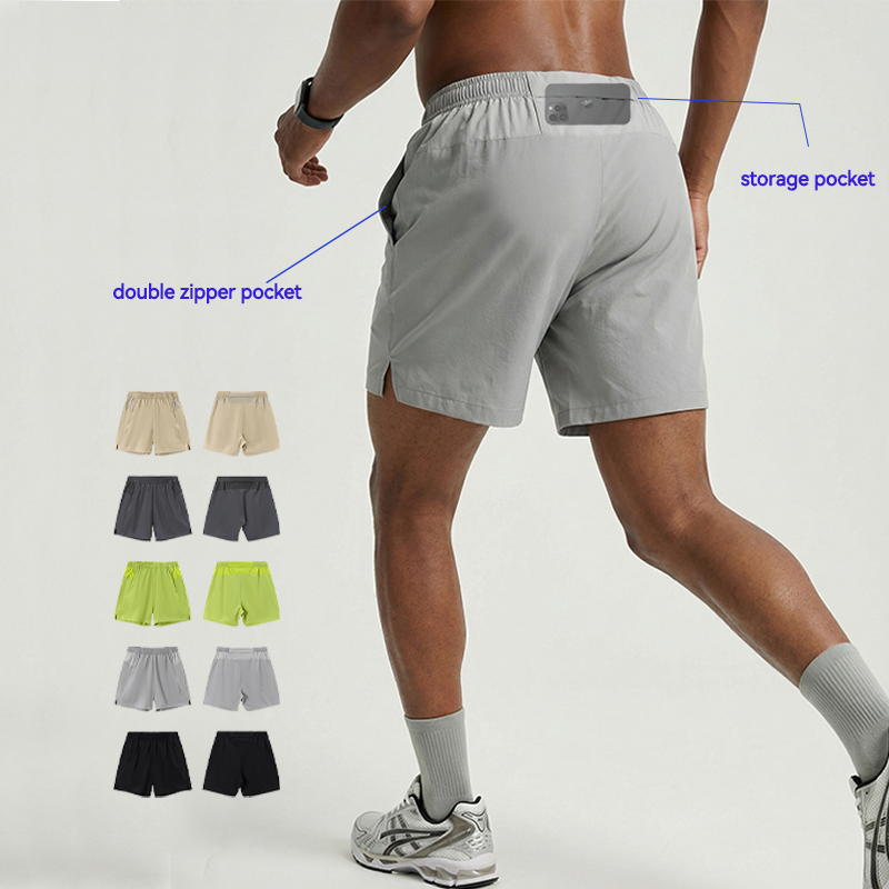 QUICKSHOW Men's Trail Running Shorts Breathable Lightweight Zipper Pockets Quick Dry Workout Gym Athletic Activewear Shorts