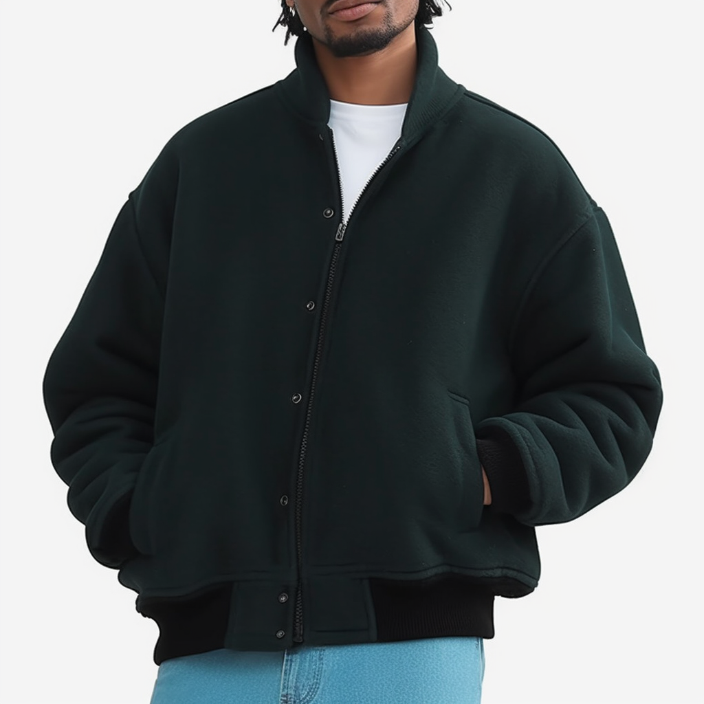 Custom Winter High Quality Long Sleeve Turn-down Collar Outdoor Zipper Patchwork Sherpa Full-Zip Fleece Jacket for Men