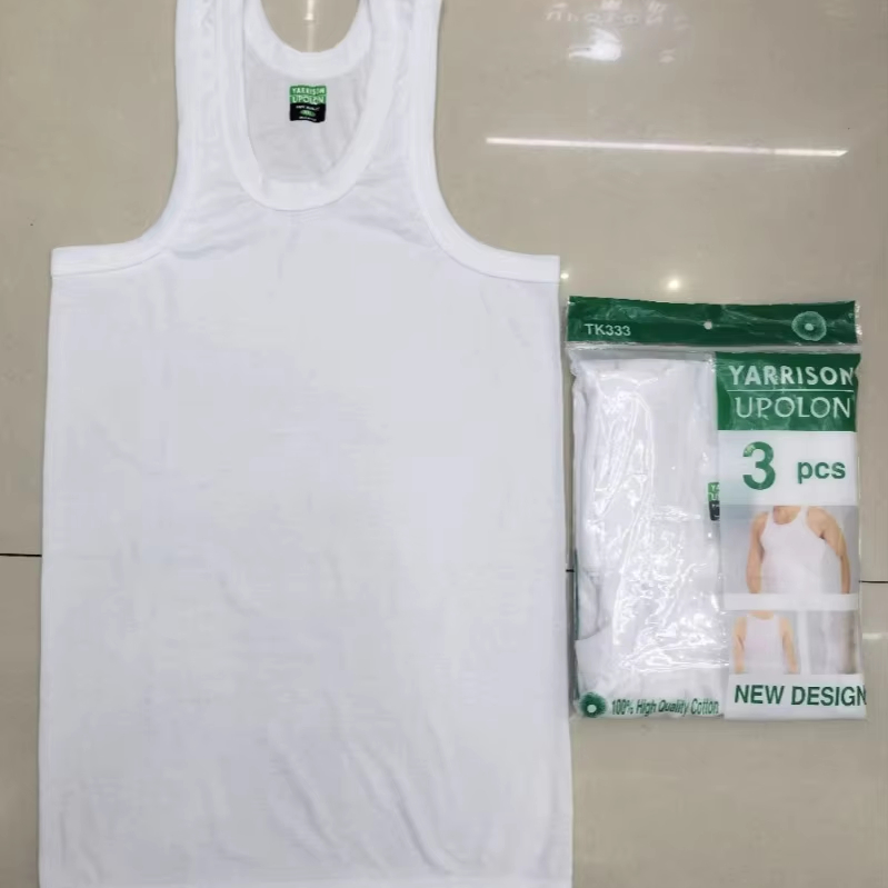 Men's Casual Sport Tank Top O-Neck Cotton Knitted 160g Quick Dry Athletic for Casual &amp; Sports Use 3 Pieces Into One Bag