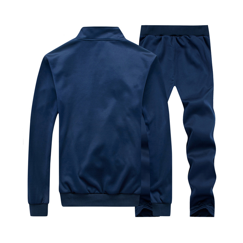 Mens Casual Track Suit Two Pieces Sets With Sweat Jacket and Pants Mature Man's Classic Autumn Sports Clothing Suit Set