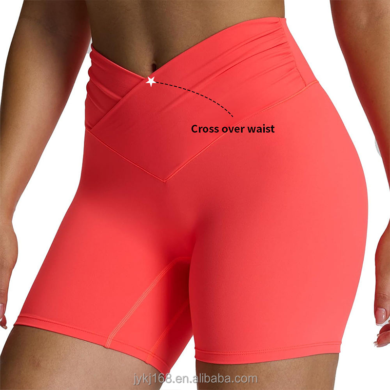 Low MOQ Custom Active Wear Biker Gym Yoga Fitness Running Shorts Butt Lfiting Booty V Shape Waisted Yoga Shorts