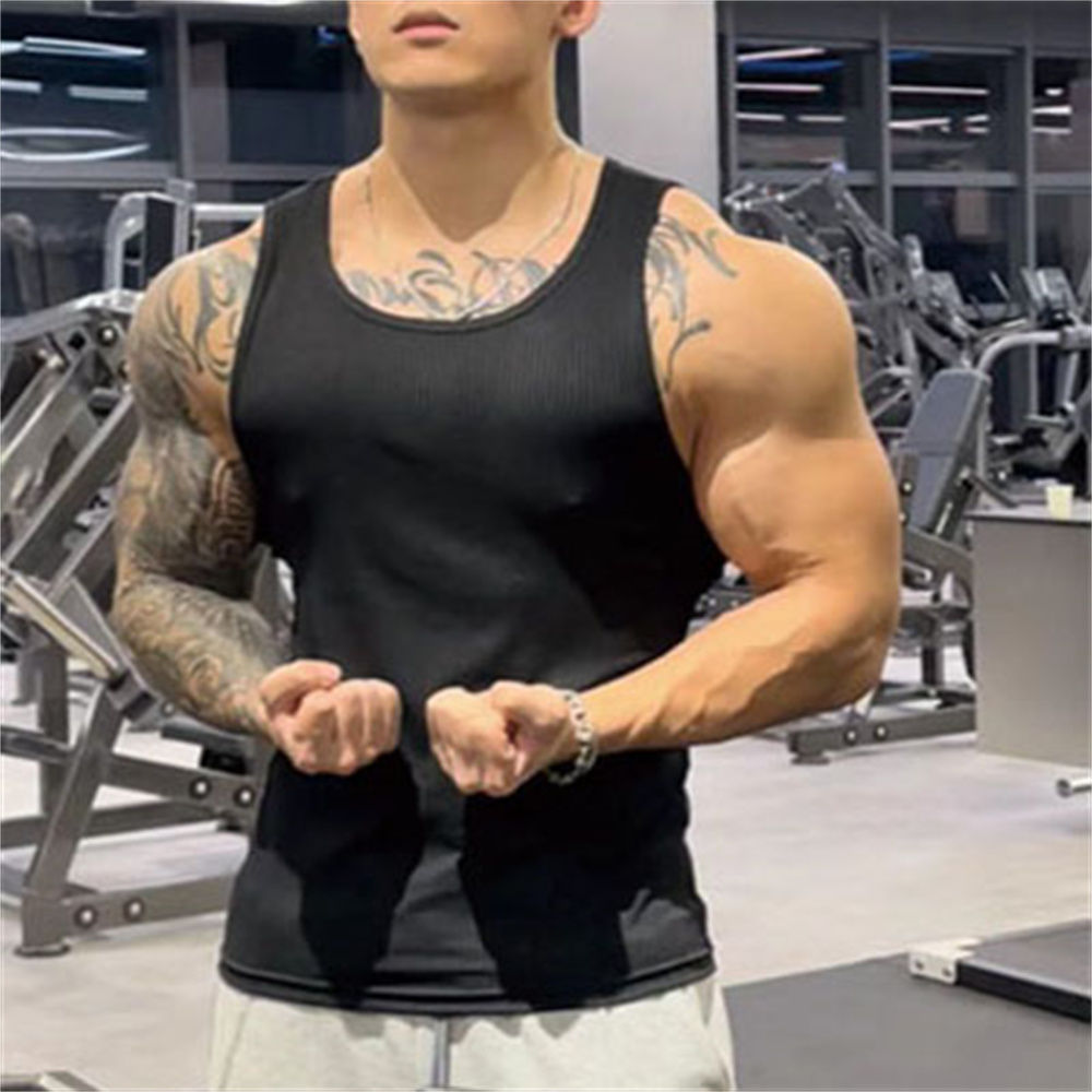 Pack of 3 Men's Casual Premium Ribbed Tank Tops Plus Size Bodybuilding Stringer Design Breathable Stringer Tank Top
