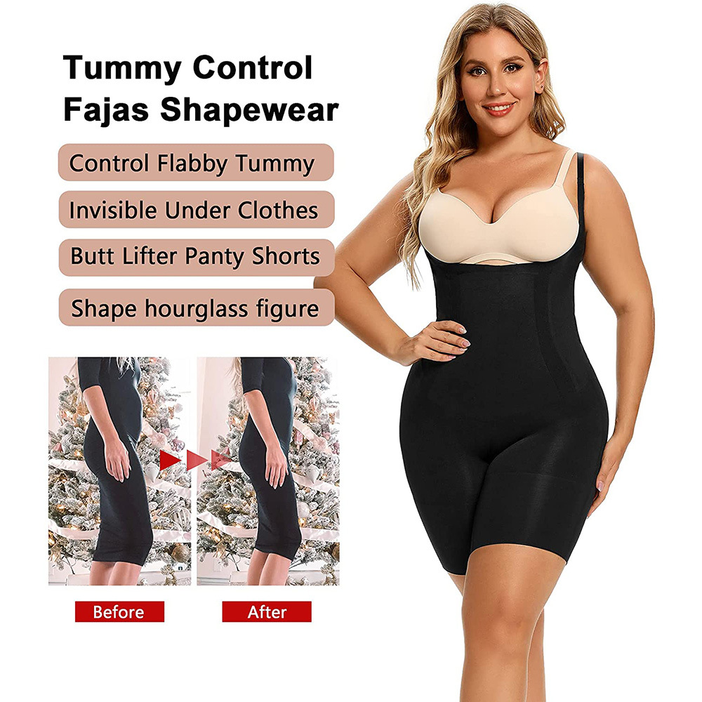 High Waist Body Shaping Jumpsuit Tight Seamless Corset Bodysuit with Shoulder Straps for Butt Lifting Logo Accepted