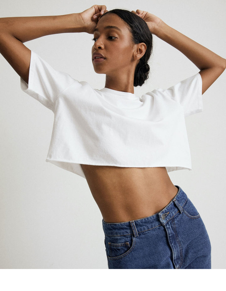Casual Style Women Crop tops 100% Cotton Custom Logo Screen Print 5 Color Fashion Crop tops 230gsm