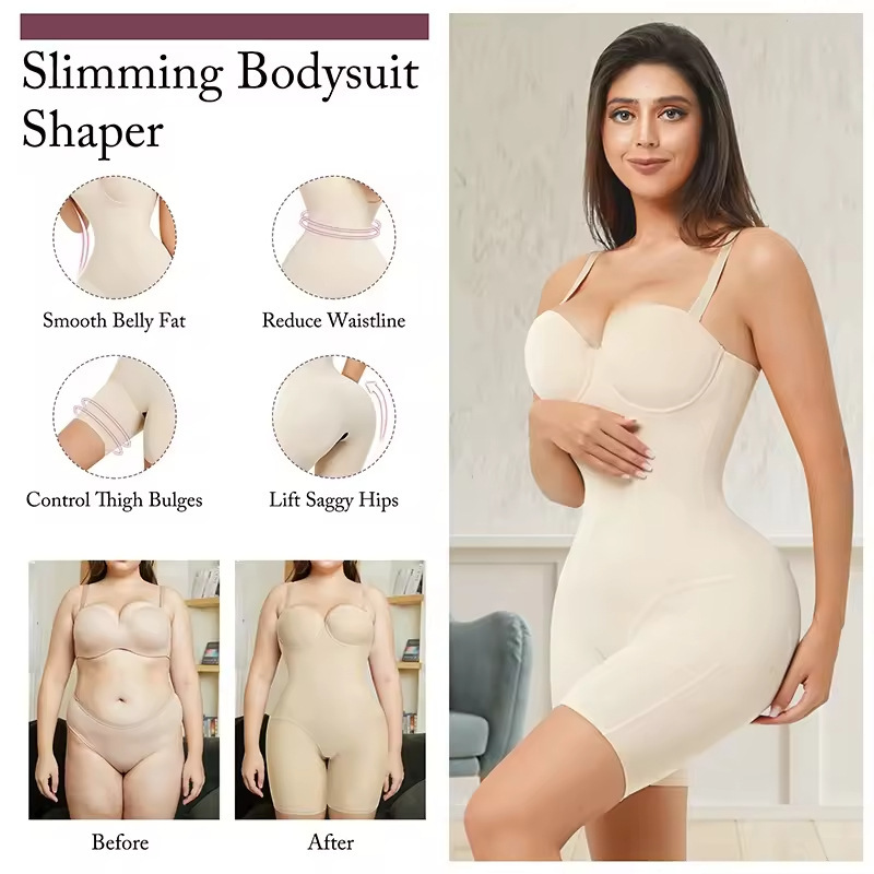 Shapewear Bodysuit for Women Tummy Control - Butt Lifting Fajas Full Body Shaper Seamless Thigh Slimmer Shorts