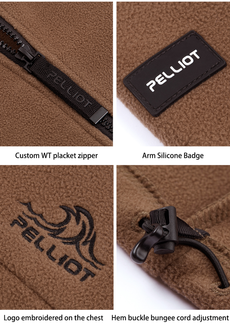 PELLIOT Man Women Warm Stand Collar Polar Plush Outdoor Hiking Fleece Jacket