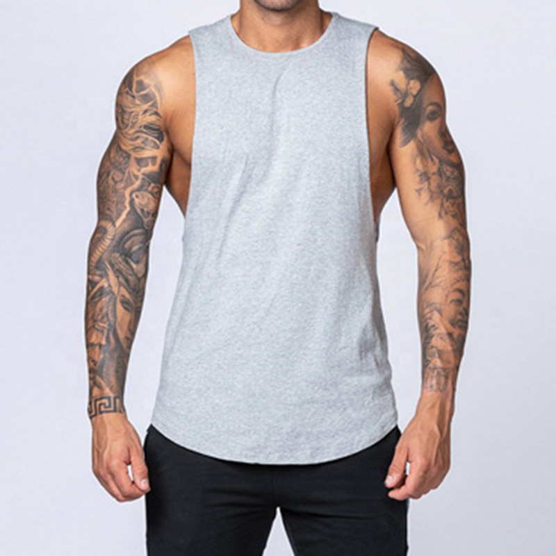Custom Logo White Black Cotton Men's Workout Stringer Bodybuilding Tank Top Fitness Gym Men's Tank Top Mens Tshirts